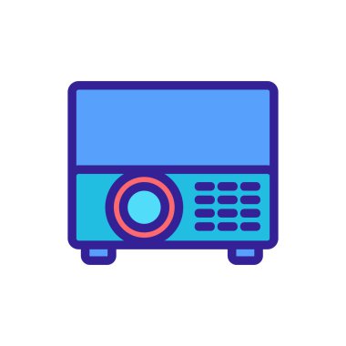 Projektör ikon vektörü. İnce çizgi işareti. İzole edilmiş kontür sembolü gösterimi