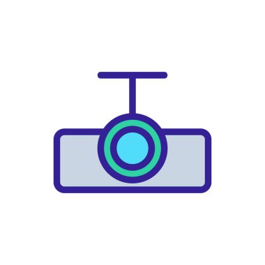 Projektör ikon vektörü. İnce çizgi işareti. İzole edilmiş kontür sembolü gösterimi