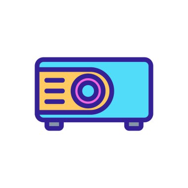 Projektör ikon vektörü. İnce çizgi işareti. İzole edilmiş kontür sembolü gösterimi