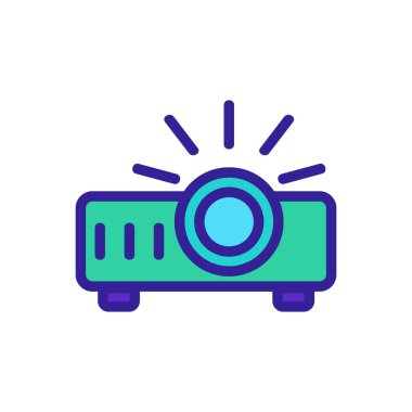 Sunum projektörü simgesi vektörü. İnce çizgi işareti. İzole edilmiş kontür sembolü gösterimi