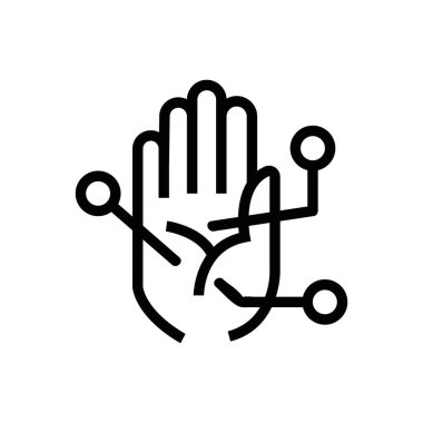 El ikonu vektörüyle öngörü. El işaretinin kehaneti. izole edilmiş sınır sembolü çizimi