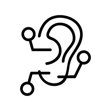 Kulak simgesi vektörünün parçası. Kulak işaretinin bir parçası. izole edilmiş sınır sembolü çizimi