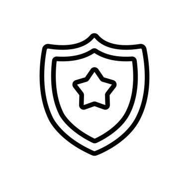 Kalkan yıldızı ikon vektörü. Kalkan yıldızı işareti. izole edilmiş sınır sembolü çizimi