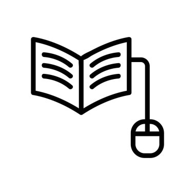 E-kitap ikon vektörü. E-kitap tabelası. izole edilmiş sınır sembolü çizimi