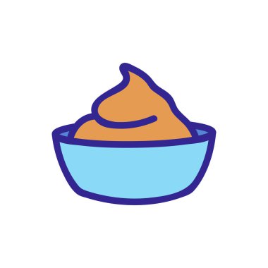 Kase ikon vektöründeki yoğurt. Kâse tabelasındaki yoğurt. renk izole edilmiş sembol çizimi