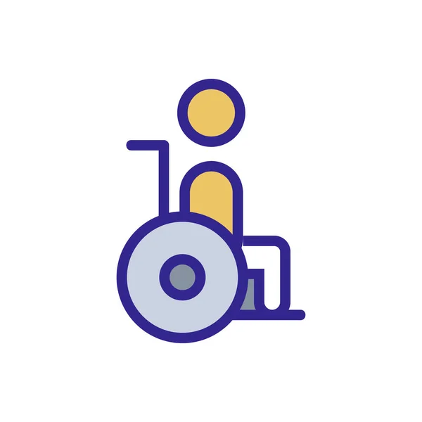 Osoba Niepełnosprawna Wektorze Ikony Wózka Inwalidzkiego Osoba Niepełnosprawna Wózku Inwalidzkim — Wektor stockowy