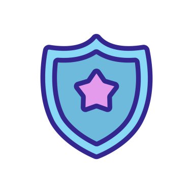 Kalkan yıldızı ikon vektörü. Kalkan yıldızı işareti. renk izole edilmiş sembol çizimi