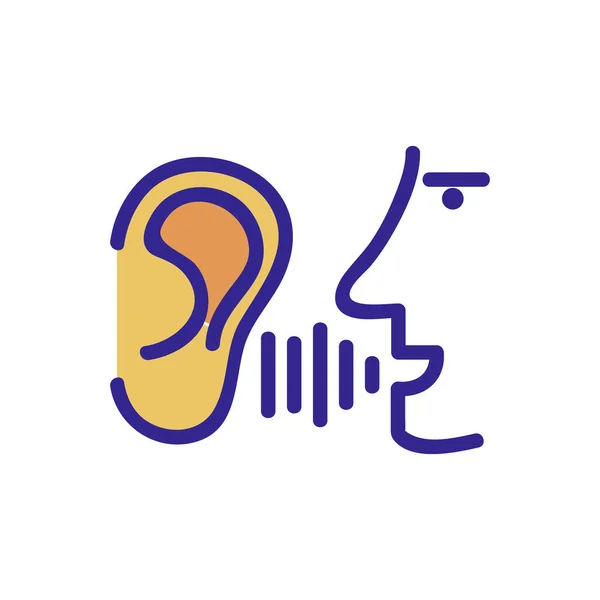 Head Sound Ear Icon Vector Head Sound Ear Sign Color — Stock Vector