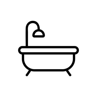 Duş ikonu vektörlü banyo. Duş işaretli banyo. izole edilmiş sınır sembolü çizimi