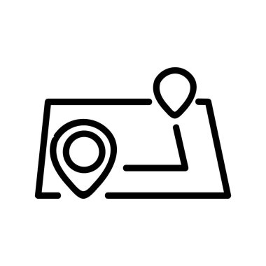 Harita simge vektöründeki rota. Harita işaretindeki rota. izole edilmiş sınır sembolü çizimi