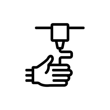 Yazıcı protez ikon vektörünü yazdırır. Yazıcı protez yazısını yazdırır. izole edilmiş sınır sembolü çizimi