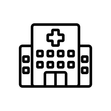 Hastane binası ikon vektörü. Hastane binası tabelası. izole edilmiş sınır sembolü çizimi