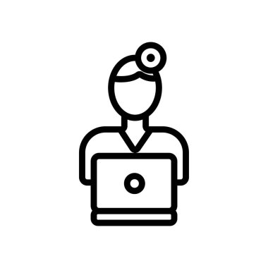 Doktor online ikon vektörü. Doktor çevrimiçi işareti. izole edilmiş sınır sembolü çizimi