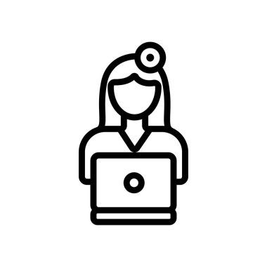 Hemşire çevrimiçi ikon vektörü. Hemşire çevrimiçi işareti. izole edilmiş sınır sembolü çizimi