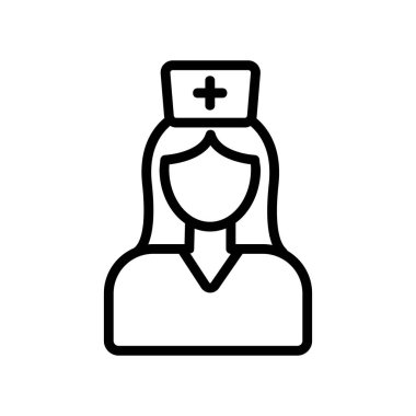 Hemşire kadın ikon vektörü. Hemşire kadın imzası. izole edilmiş sınır sembolü çizimi