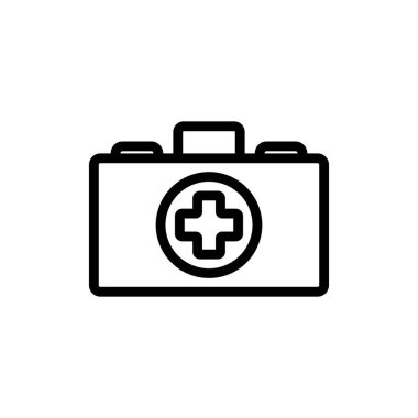 bavul sıhhiye ikonu vektörü. Bavul doktoru işareti. izole edilmiş sınır sembolü çizimi