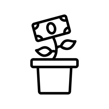 Para çanağı ikon vektörü yerleştir. Para saksısı tabelası. izole edilmiş sınır sembolü çizimi