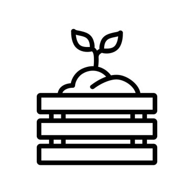 Kutu simgesi vektöründeki bitki. Kutu tabelasındaki bitki. izole edilmiş sınır sembolü çizimi