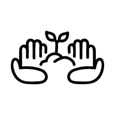 Kompost eller ikon vektörü. Gübre el işareti. izole edilmiş sınır sembolü çizimi