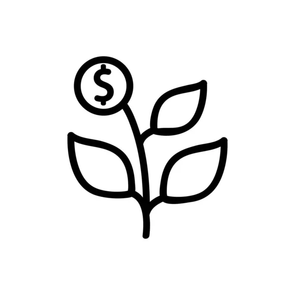 Growth Plant Money Icon Vector Growth Plant Money Sign Isolated — Stock Vector