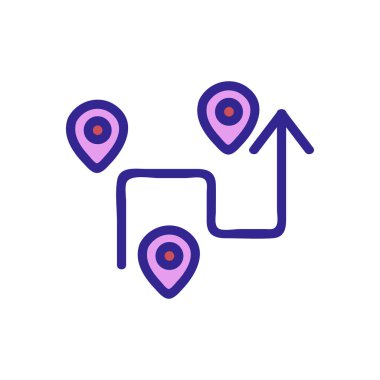 Seyahat ikonu vektörünün rotası. Yol işaretinin rotası. renk izole edilmiş sembol çizimi