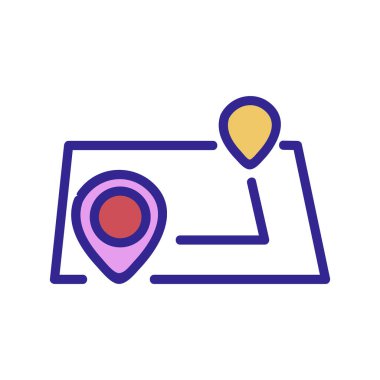 Harita simge vektöründeki rota. Harita işaretindeki rota. renk izole edilmiş sembol çizimi