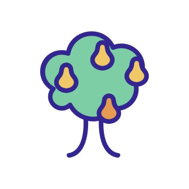 Armut ağacı ikonu vektörü. Armut ağacı işareti. renk izole edilmiş sembol çizimi