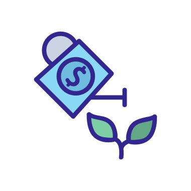 Büyüme para ikonu vektörü sulanıyor. Büyüme sulama para işareti. renk izole edilmiş sembol çizimi