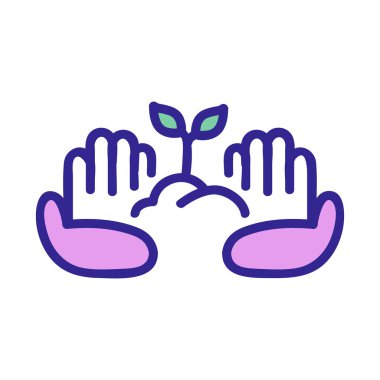 Kompost eller ikon vektörü. Gübre el işareti. renk izole edilmiş sembol çizimi