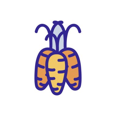 Havuç hasadı ikon vektörü. Havuç toplama işareti. renk izole edilmiş sembol çizimi