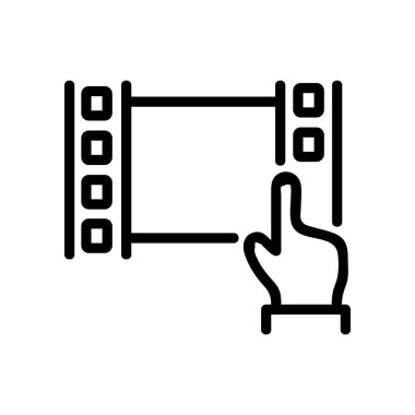 Video simgesi vektörü rötuşlanıyor. Video tabelası rötuşlanıyor. izole edilmiş sınır sembolü çizimi