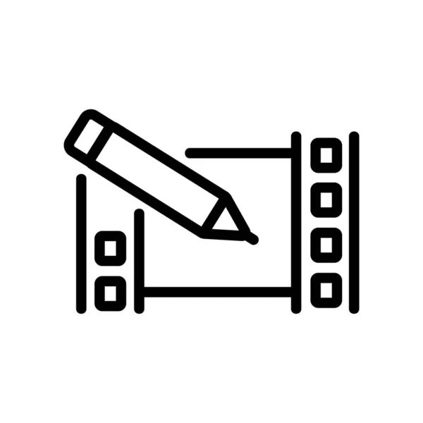 Videoredigering Ikon Vektor Videoredigeringsskylt Isolerad Kontur Symbol Illustration — Stock vektor