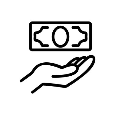 Elle para transfer ikonu vektörü. El para transferi işareti. izole edilmiş sınır sembolü çizimi