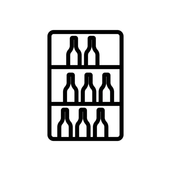 Das Flaschenregal Icon Vektor Das Flaschenregalschild Isolierte Kontursymboldarstellung — Stockvektor