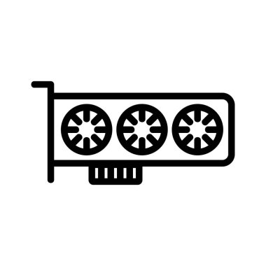 Video kartı ikon vektörü. Video kartı işareti. izole edilmiş sınır sembolü çizimi