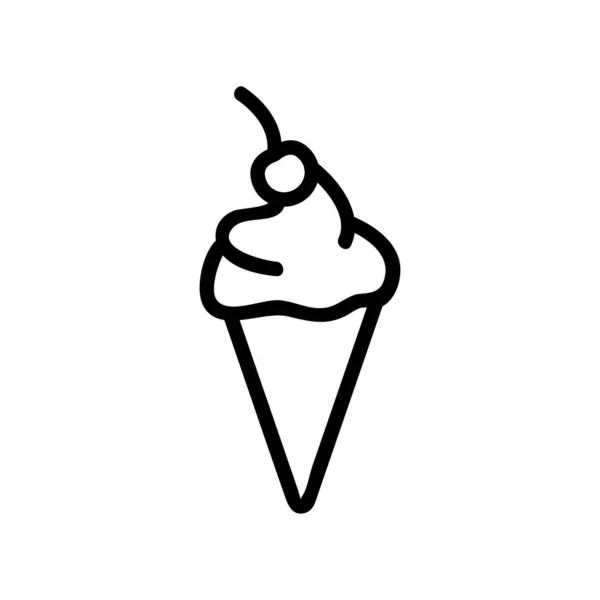 Вектор Иконок Вишневого Мороженого Вишнёвое Мороженое Иллюстрация Изолированного Контура — стоковый вектор