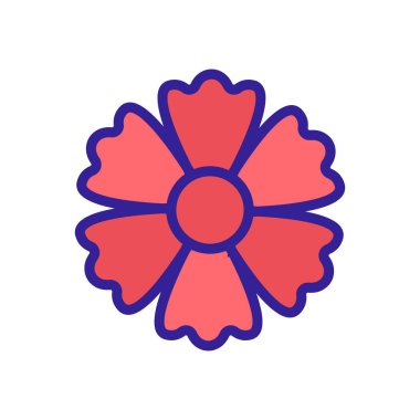 Çiçek açan kasımpatı ikon vektörü. Çiçekli kasımpatı işareti. renk izole edilmiş sembol çizimi