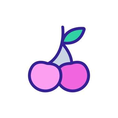 vişneli yoğurt ikonu vektörü. Kirazlı yoğurt tabelası. renk izole edilmiş sembol çizimi