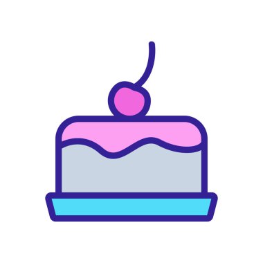 vişneli turta ikonu vektörü. Kirazlı turta işareti. renk izole edilmiş sembol çizimi