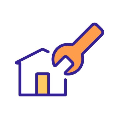 Ev onarım ikonu vektörü. Tamir tabelası. renk izole edilmiş sembol çizimi