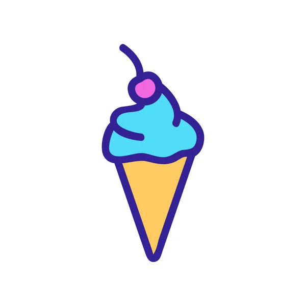 Вектор Иконок Вишневого Мороженого Вишнёвое Мороженое Цветная Иллюстрация Символов — стоковый вектор