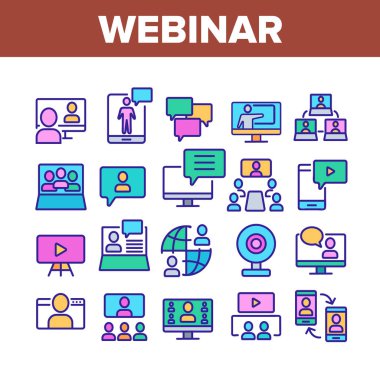 Webinar Eğitim Koleksiyonu Simgeleri Vektörü Ayarla