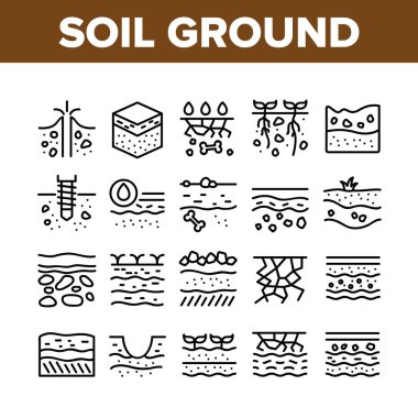 Toprak Yer Araştırması Toplama Simgeleri Vektörü Ayarla