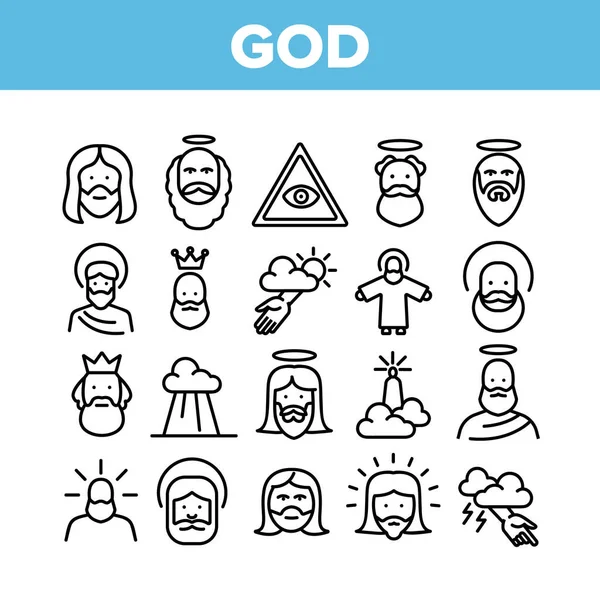 God Christian Religion Collection Icons Set Vector