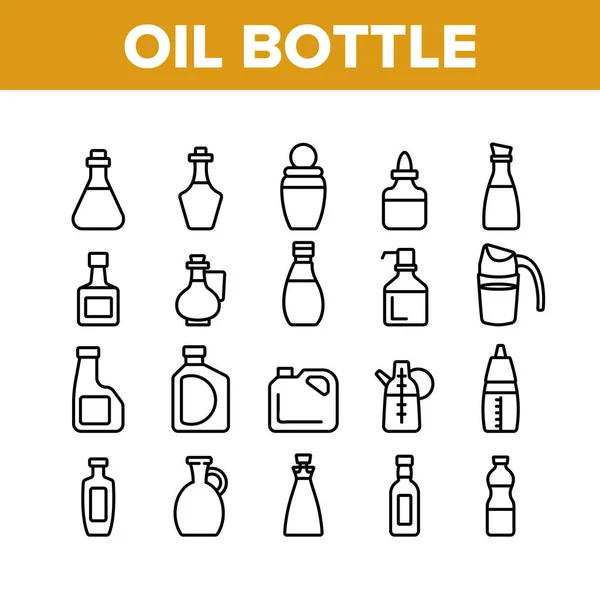 Ölflaschen-Paket Sammlung Symbole Set Vektor — Stockvektor