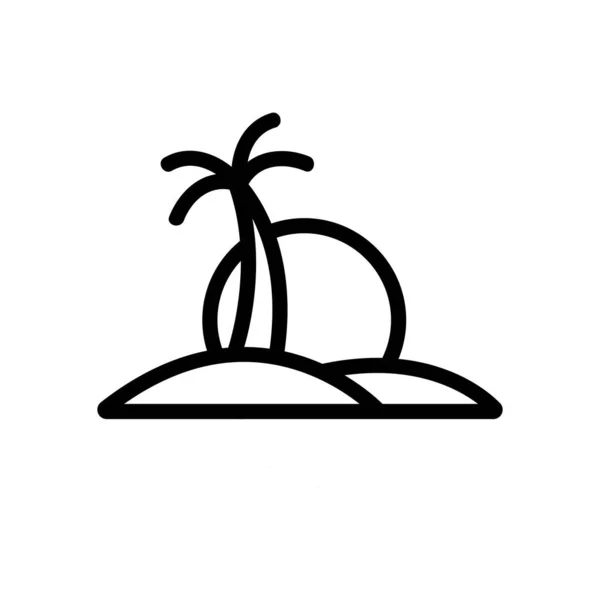 Sonnenuntergang Insel Palme Symbol Vektor Sonnenuntergang Insel Palme Zeichen Isolierte — Stockvektor