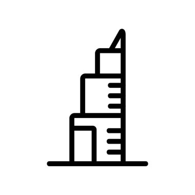 Yeni gökdelen ikon vektörü. Yeni gökdelen tabelası. izole edilmiş sınır sembolü çizimi