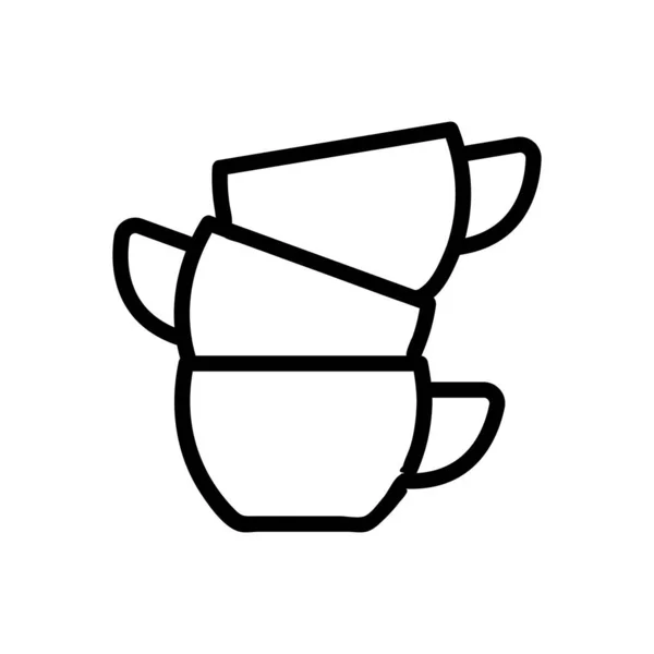 La pile de tasses icône illustration vectorielle contour — Image vectorielle