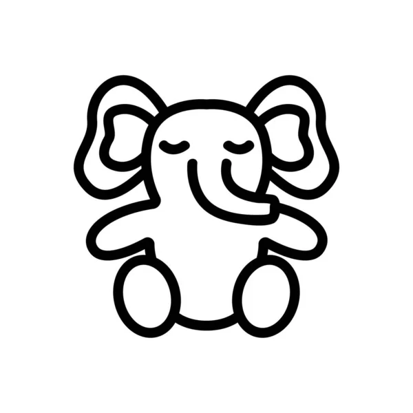 Elefante juguete icono vector esquema ilustración — Vector de stock