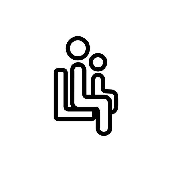 Illustration vectorielle de contour d'icône de parent et d'enfant assis — Image vectorielle